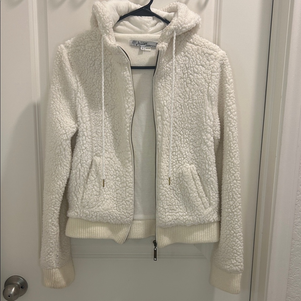Active USA Cream Sherpa Zip Hoodie Jacket